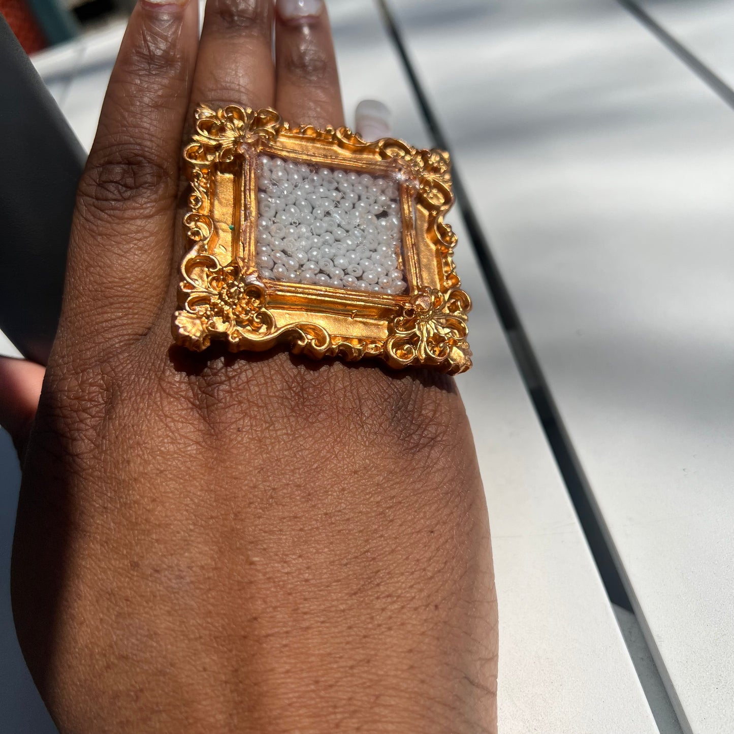 Framed Ring- Pearl