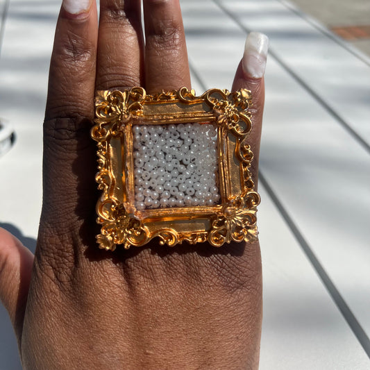Framed Ring- Pearl